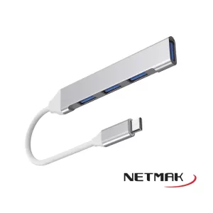 Hub USB TIPO C 4 puertos 3 USB 2.0 y 1 USB de 3.0 – NETMAK