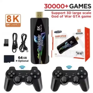 Consola Retro HDMI GAME STICK X3 PRO 8K + 2 Joystick Inalambricos – 3D Game Stick