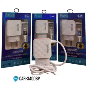 Cargador  IPHONE CAR 3400BP Carga Rapida 3.4A – INOVA